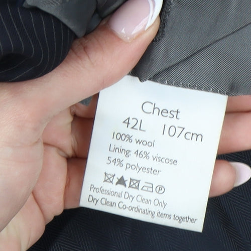John Lewis Men's Black Long Blazer, 42L Wool Jacket