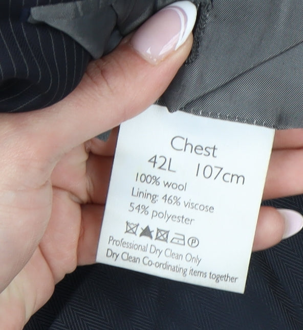 John Lewis Men's Black Long Blazer, 42L Wool Jacket