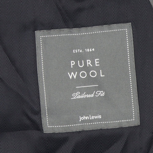 John Lewis Men's Black Long Blazer, 42L Wool Jacket