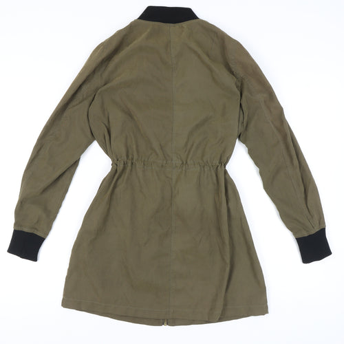 H&M Women's Green Bomber Jacket Size 12 Full Zip