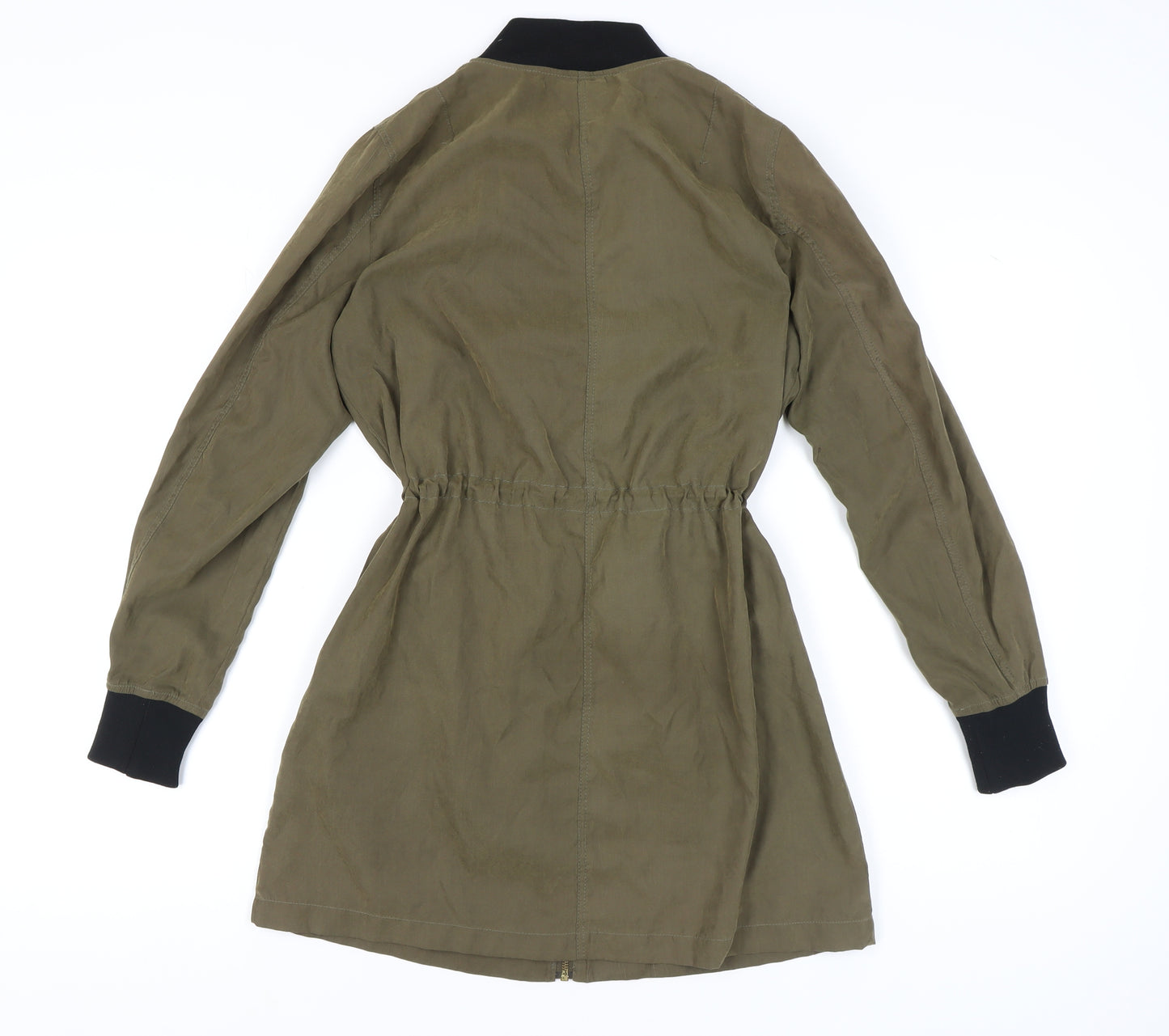 H&M Women's Green Bomber Jacket Size 12 Full Zip