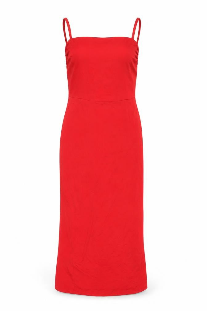 Front view of ASOS DESIGN Women's Red Strappy Dress, size 8