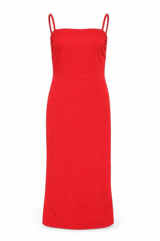 Front view of ASOS DESIGN Women's Red Strappy Dress, size 8