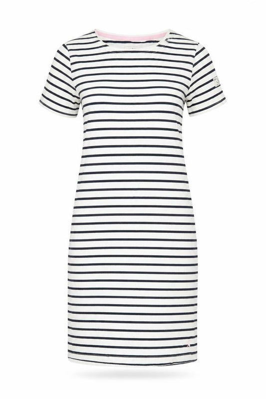 Front view of Joules Women's Striped T-Shirt Dress, size 6