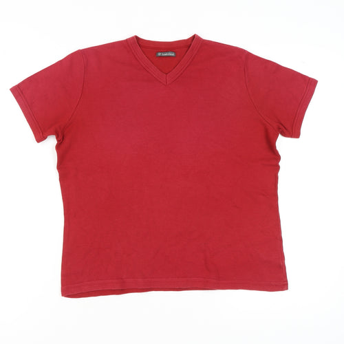 Hawkshead Unisex Red Cotton V-Neck T-Shirt Large