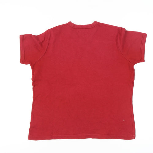 Hawkshead Unisex Red Cotton V-Neck T-Shirt Large