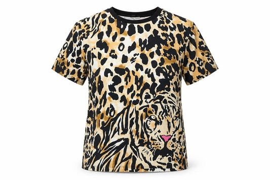 Front view of ASOS Women’s Multicoloured Animal Print T-Shirt UK 8