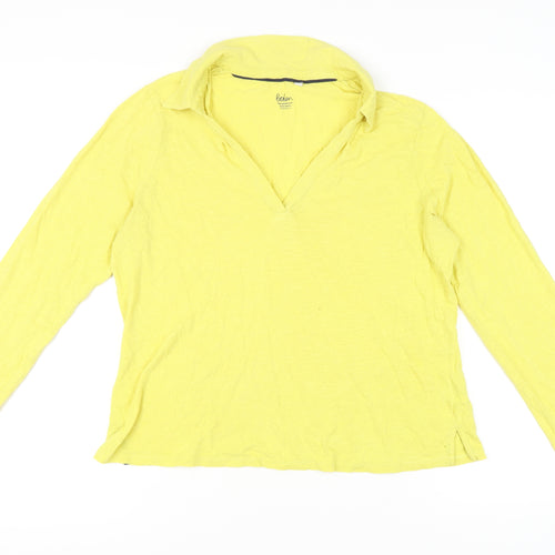 Boden Women's Yellow Collared Long Sleeve T-Shirt L