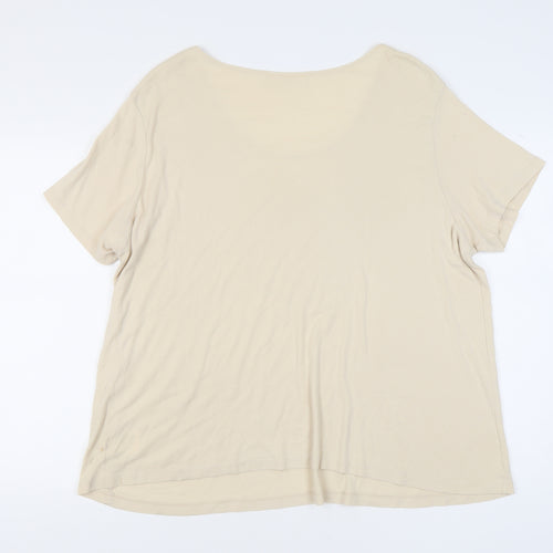 Ann Harvey Women's Beige Relaxed Cotton T-Shirt Size 24