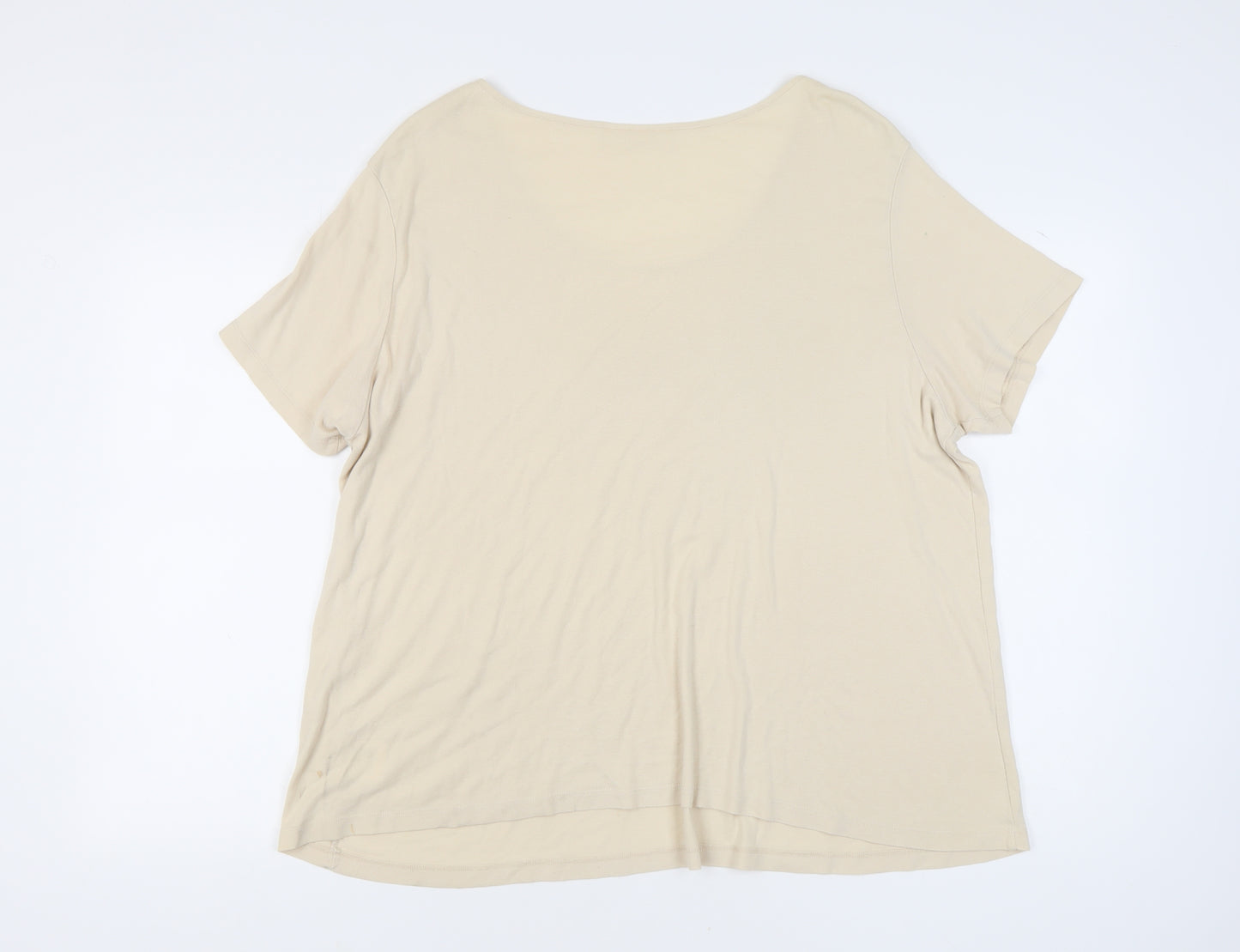 Ann Harvey Women's Beige Relaxed Cotton T-Shirt Size 24
