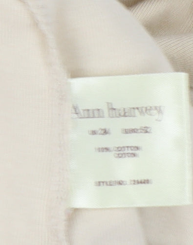 Ann Harvey Women's Beige Relaxed Cotton T-Shirt Size 24
