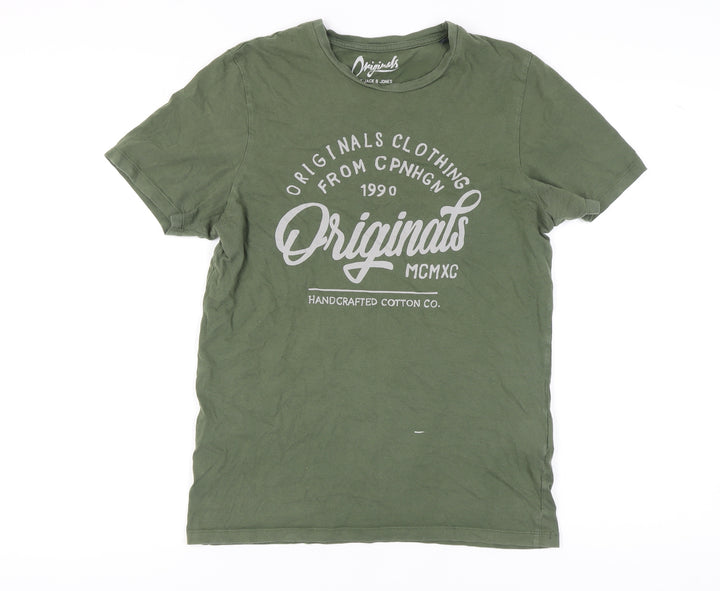 Jack & Jones Green Men's M Graphic Crew Neck T-Shirt