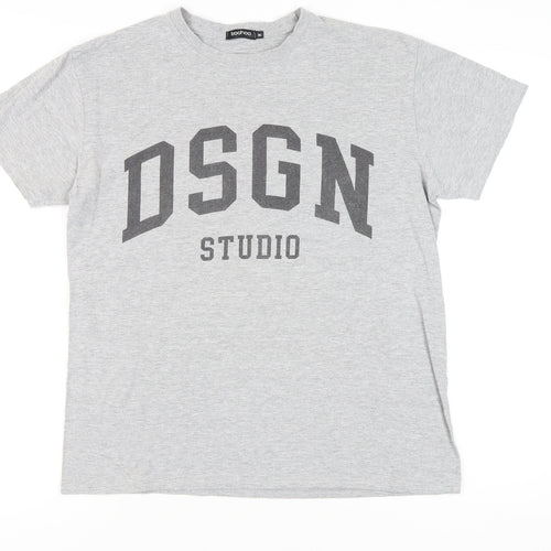 boohoo Men's Grey Graphic T-Shirt M