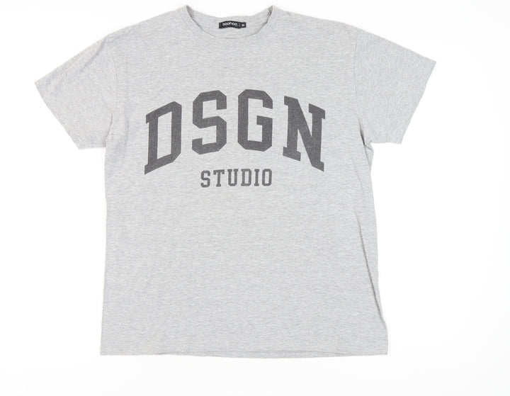 boohoo Men's Grey Graphic T-Shirt M