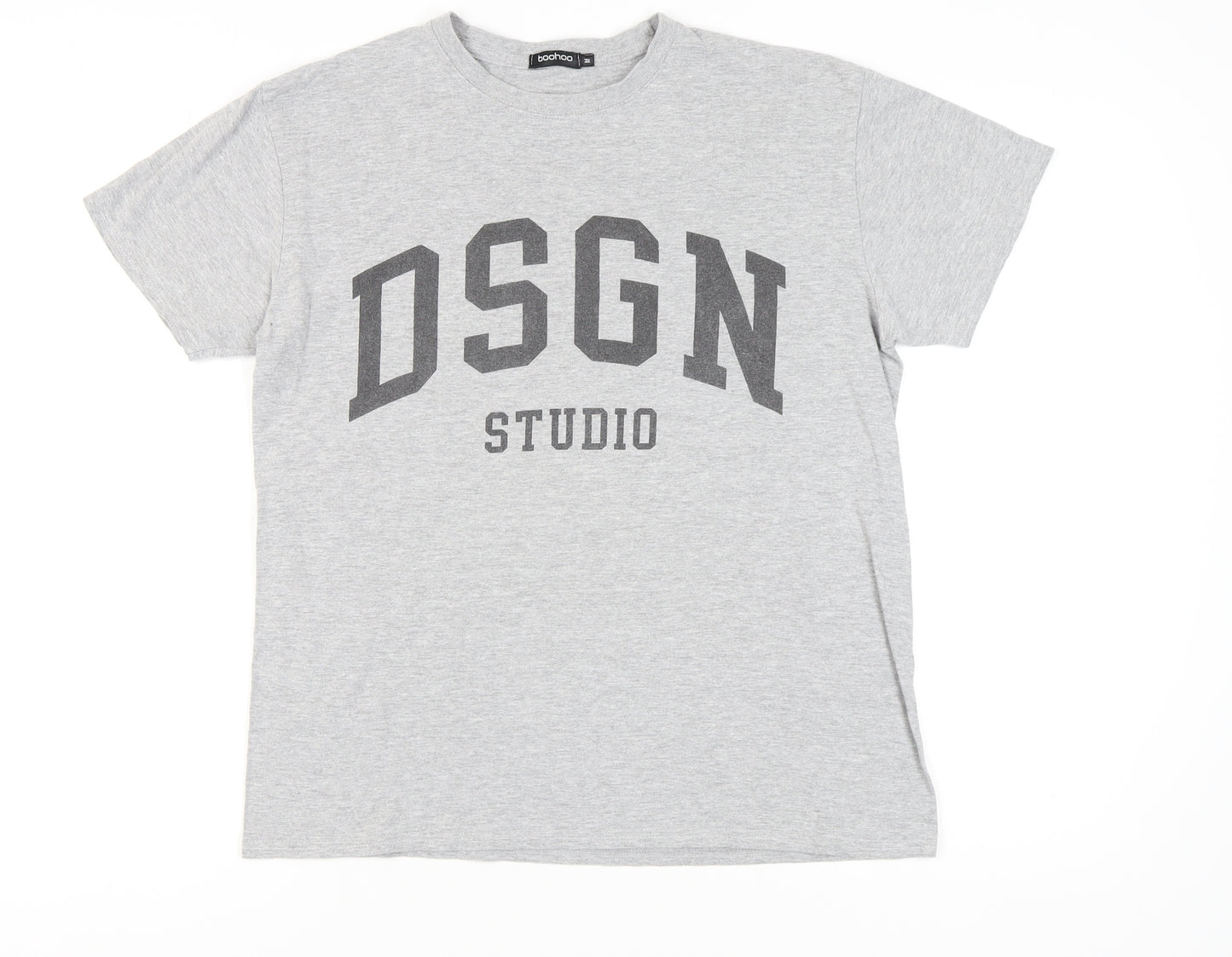 boohoo Men's Grey Graphic T-Shirt M