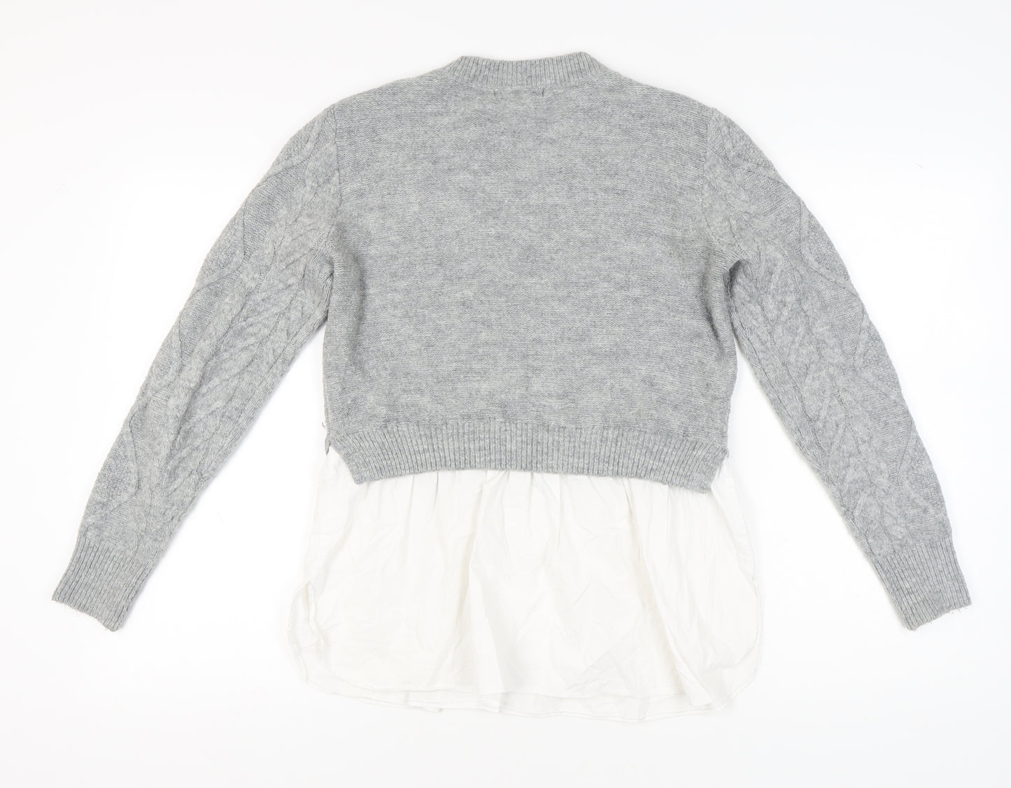 New Look Women's Grey Cable-Knit Pullover Jumper UK 12