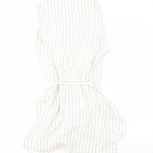 Fat Face Women's White Striped Button Dress Size 12