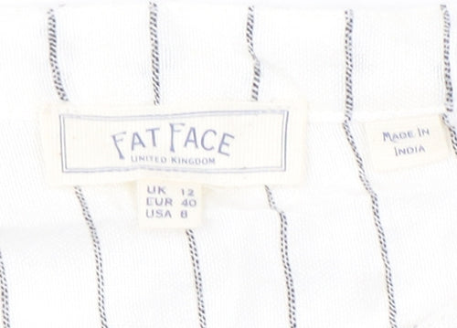 Fat Face Women's White Striped Button Dress Size 12