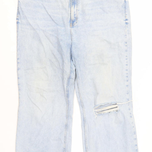 River Island Women's Blue Cropped Plus Size Jeans, Distressed