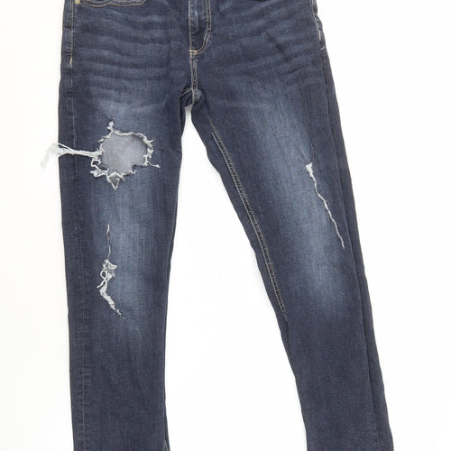 Cross Hatch Men's Blue Slim Fit Distressed Jeans 30W 30L