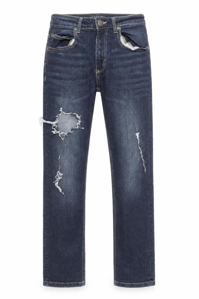 Cross Hatch Men's Blue Slim Fit Distressed Jeans 30W 30L