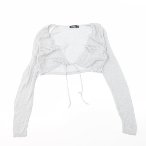 Boohoo Women's Grey Shrug, M, Open-Knit Jumper