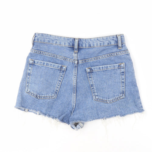 Topshop Women Blue Denim Mom Shorts, Size 8, Cotton Casual