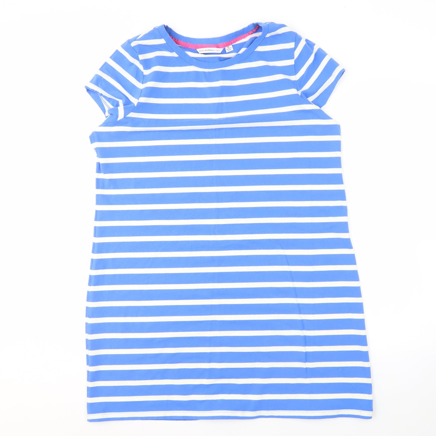 Isaac Mizrahi Live Women's Blue Striped T-Shirt Dress XL