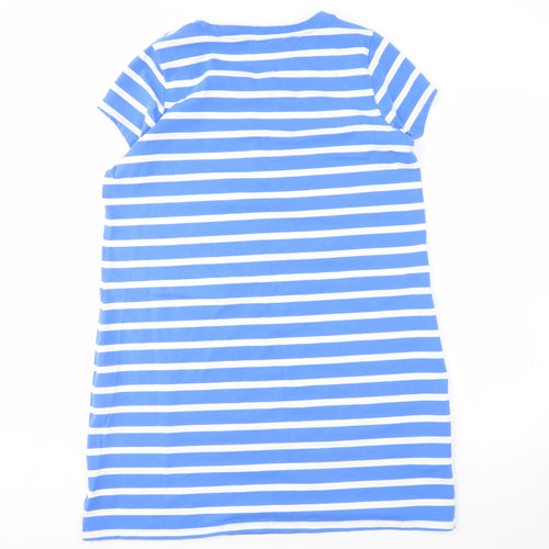 Isaac Mizrahi Live Women's Blue Striped T-Shirt Dress XL