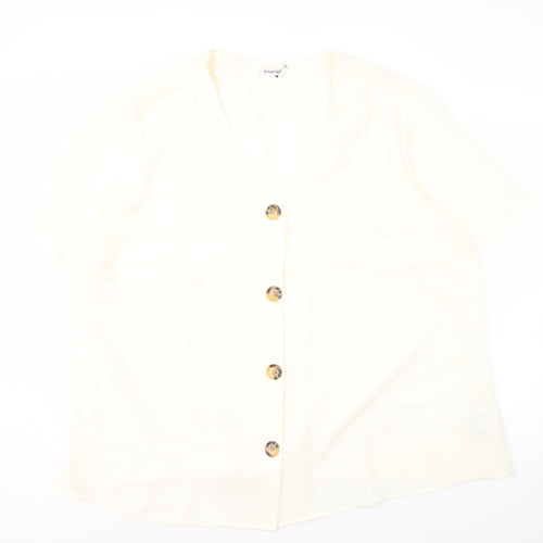 Damart Women's Ivory Button-Up V-Neck Blouse Size 28