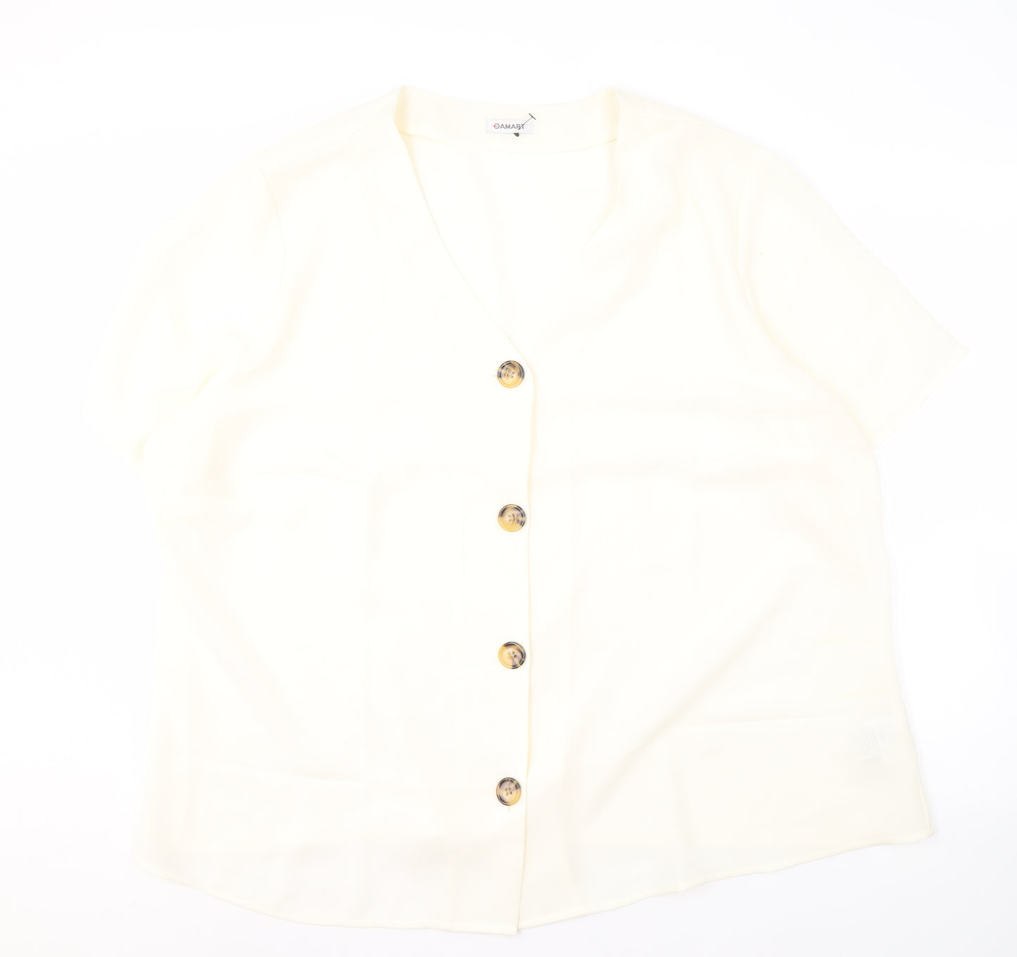 Damart Women's Ivory Button-Up V-Neck Blouse Size 28