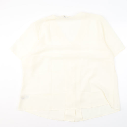 Damart Women's Ivory Button-Up V-Neck Blouse Size 28
