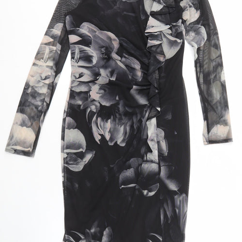 Coast Women's Black Floral Midi Bodycon Dress