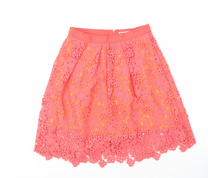 Whistles Women’s Orange Lace Pleated Skirt Size 12