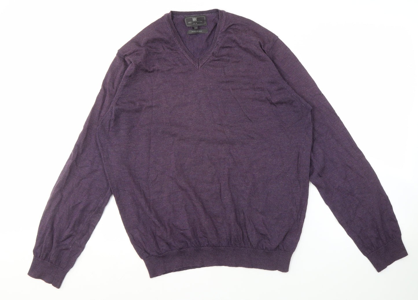 Marks and Spencer Men's Purple XL Slim Fit Pullover
