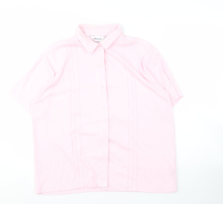 Damart Women's Pink Button-Up Collared Shirt Size 18