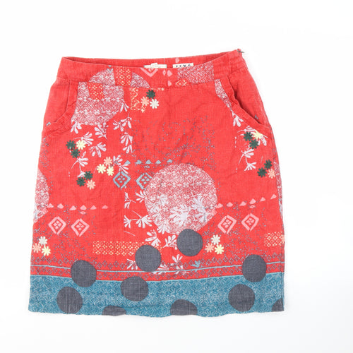 White Stuff Women's Red Geometric Pencil Skirt Size 14