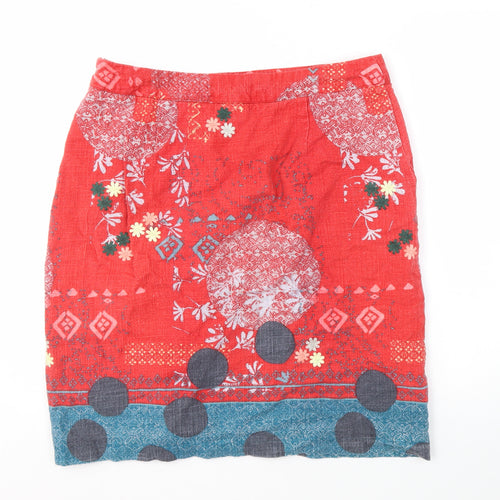 White Stuff Women's Red Geometric Pencil Skirt Size 14