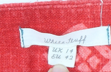 White Stuff Women's Red Geometric Pencil Skirt Size 14