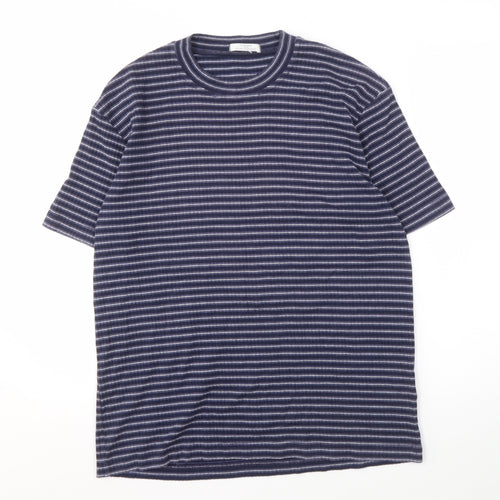 Marks and Spencer Men's Medium Navy Striped Shirt