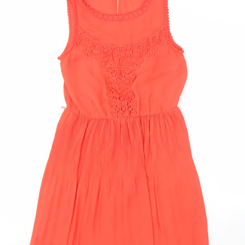 Oasis Women's Orange Sleeveless Chiffon Dress Size 8