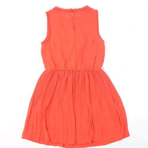 Oasis Women's Orange Sleeveless Chiffon Dress Size 8
