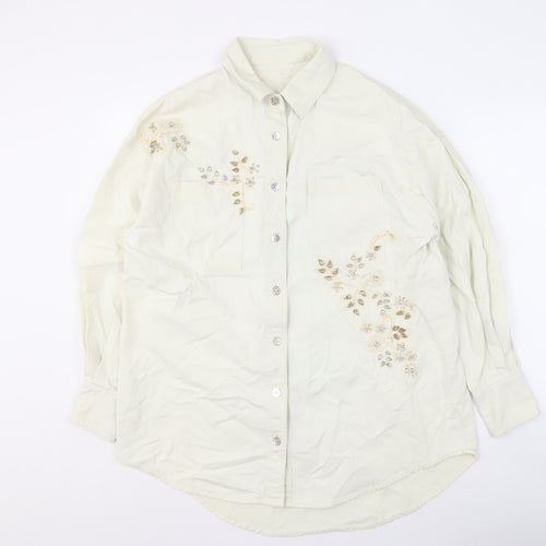 River Island Ivory Women's Embroidered Button-Up Shirt