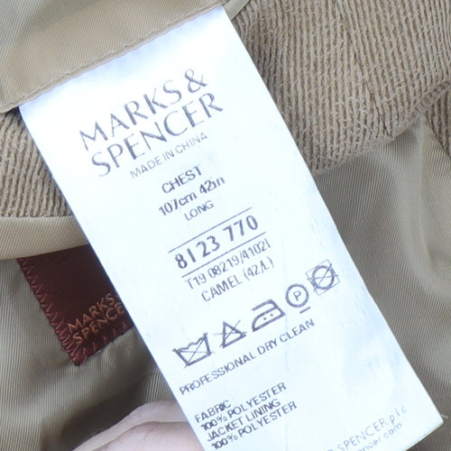 Marks and Spencer Men's Brown Blazer, Size 42, Long