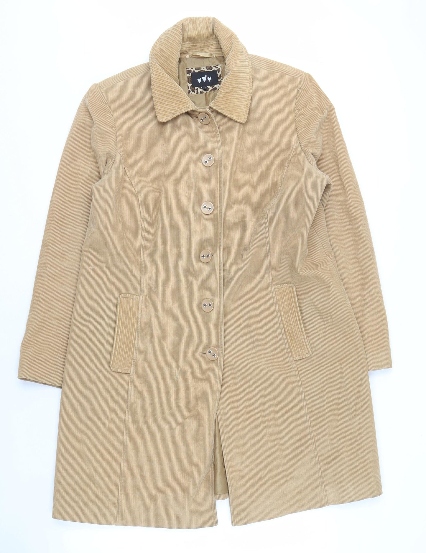 Marks and Spencer Beige Corduroy Coat Women Size 18