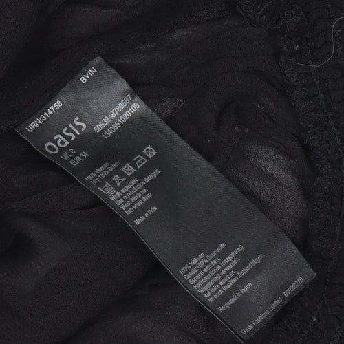 Oasis Black Crochet Women's Blouse Size 8 Long Sleeve