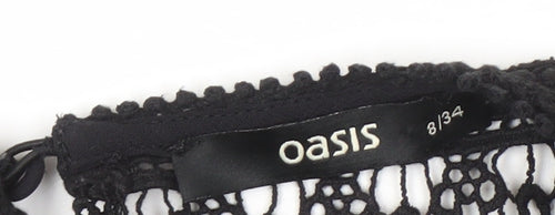 Oasis Black Crochet Women's Blouse Size 8 Long Sleeve