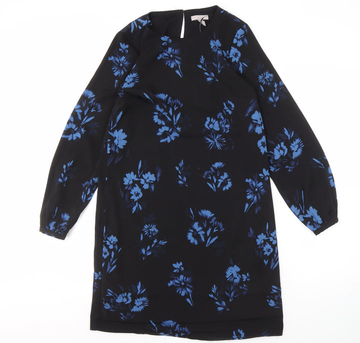 H&M Women's Black Floral Dress Size 8 Long Sleeve