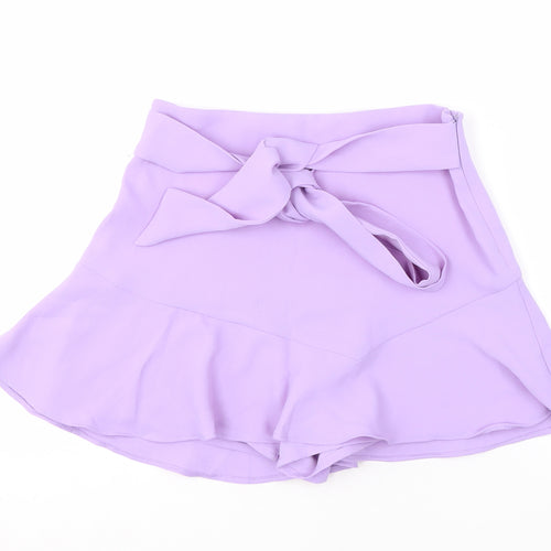 Zara Women's Purple Flare Skort with Bow, Size 5