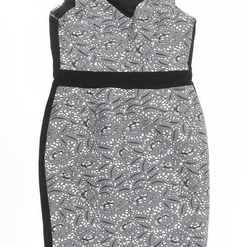 Fenn Wright Manson Women's Grey Floral Dress Size 14
